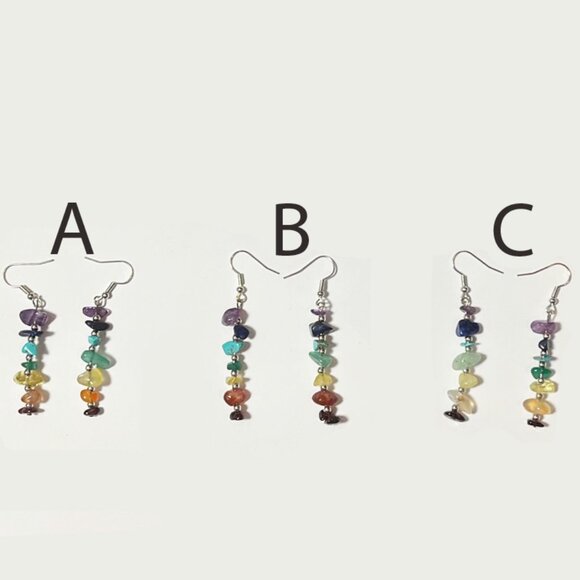 Seven Chakra Design Dangle Earrings NWT - Picture 3 of 6